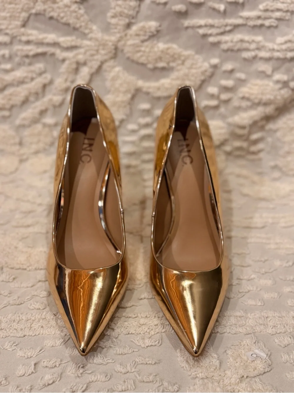 INC International Concepts Metallic Gold Pointed-Toe Stiletto Pumps 688